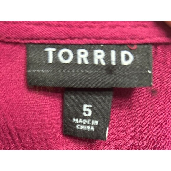 Torrid 5X Wine Red Babydoll Tunic Top Gauze Knit Long Sleeve Keyhole High Low He - Picture 9 of 12